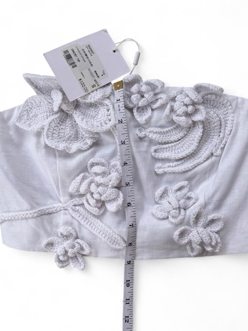 NWT Endless Rose White Crochet Floral Appliqué Strapless Crop Top Size Small - Picture 9 of 9